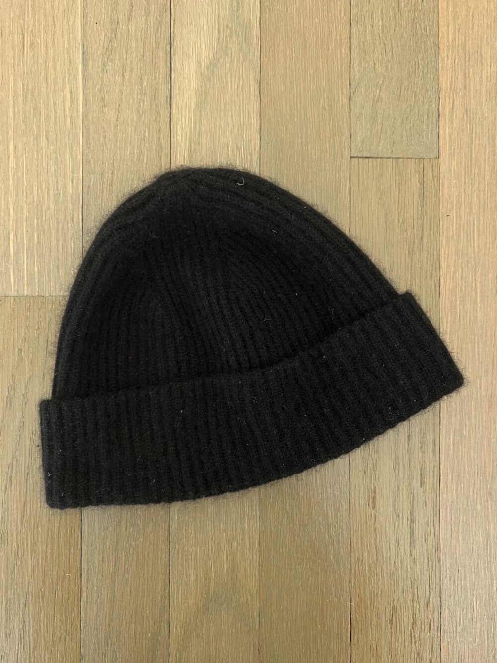 J.Crew 100% Cashmere Black Ribbed Beanie Hat